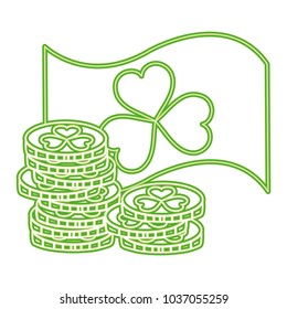 neon line nature clover flag with gold coins