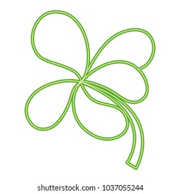 neon line nature clover plant with leaves design