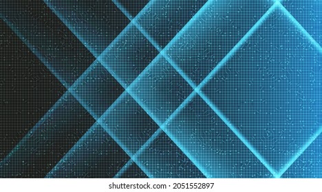 Neon Line on Technology Background,Diseño digital y concepto de conexión,Ilustración vectorial.