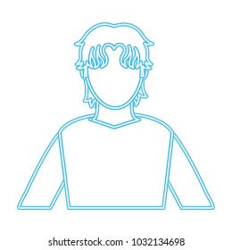 neon line profile man with shirt and hairstyle design