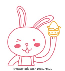 neon line rabbit animal with egg easter design