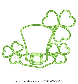 neon line st patrick hat with clover plants