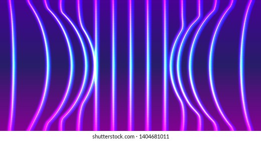 Neon lines background with glowing 80s retro vaporwave or synthwave style