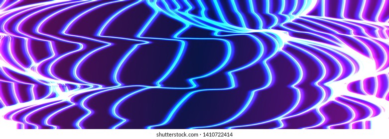 Neon lines background with glowing 80s retro vaporwave or synthwave style