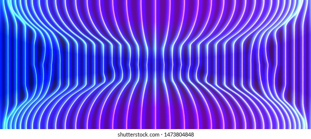 Neon lines background with glowing 80s retro vaporwave or synthwave style