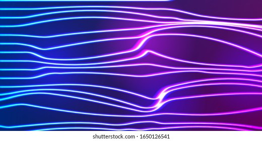 Fondo de líneas de neón con el estilo retro vaporwave o synthwave de 80 brillante