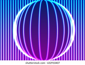 Neon lines background with glowing 80s retro vapor wave style