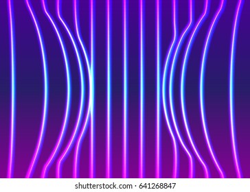 Neon lines background with glowing 80s retro vapor wave style