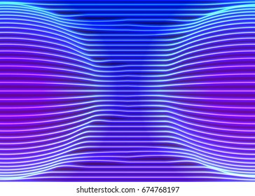 Neon Lines Background With Glowing 80s Retro Vapor Wave Style