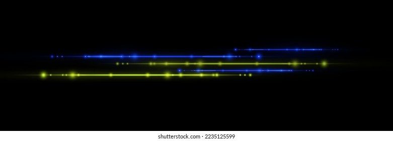 Neon lines. Beautiful light lines. Light effect Design Decorative elements Horizontal beam of light. On a black background.