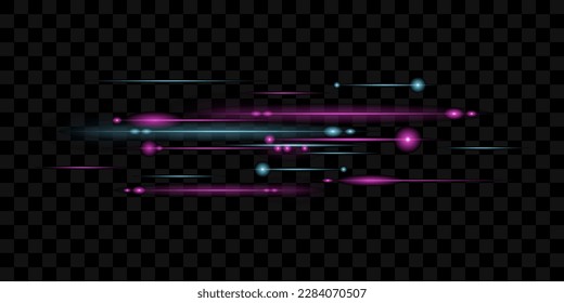  Líneas de neón. Bonitas líneas de luz. Efecto claro Diseño Elementos decorativos Rayo de luz horizontal.