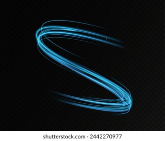 Líneas de neón de velocidad azul. Rastros dinámicos del movimiento de la luz. Onda de luz del trazo, línea del trazo. Líneas de luz de neón futuristas. Efecto de movimiento ligero. Red neuronal