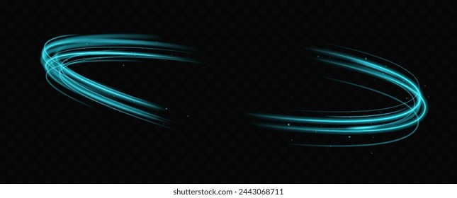 Líneas de neón de velocidad azul. Rastros dinámicos del movimiento de la luz. Onda de luz del trazo, línea del trazo. Líneas de luz de neón futuristas. Efecto de movimiento ligero. Red neuronal
