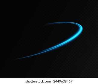 Líneas de neón de velocidad azul. Rastros dinámicos del movimiento de la luz. Onda de luz del trazo, línea del trazo. Líneas de luz de neón futuristas. Efecto de movimiento ligero. Red neuronal