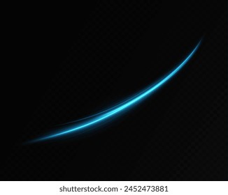 Neon lines of blue speed. Dynamic traces of light movement. Light wave of the trace, line of the trace. Futuristic neon light lines. Light movement effect. Neural network