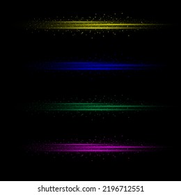 Neon lines with dust effect, colored lines on a black background.