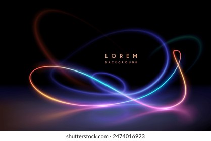 Neon lines with glow and reflections