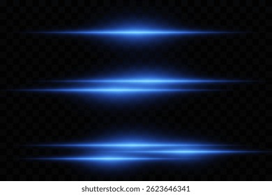 Neon lines, horizontal beams effect. On transparent background. Vector illustration. EPS 10.