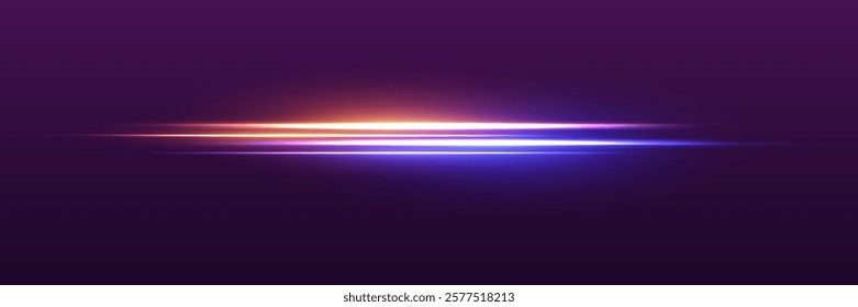 Neon lines of light, flash of glare. Vector illustration