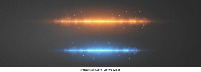 Neon lines of light, flash of sparks on a laser beam.