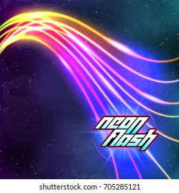 Neon lines New Retro Wave background with 80s dusty vhs style