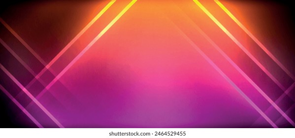 Neon lines shining brightly against a dark purple backdrop, creating a vivid and colorful contrast with hints of amber, violet, magenta, and electric blue