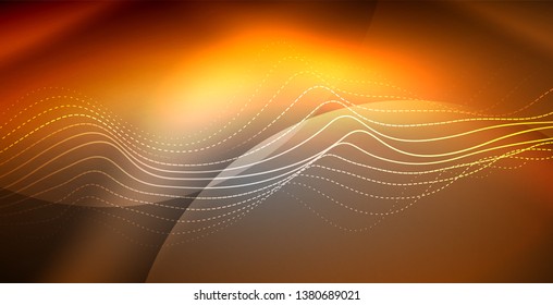 Neon lines shiny glowing background, vector futuristic techno template