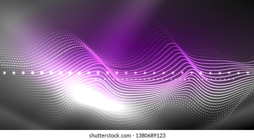 Neon lines shiny glowing background, vector futuristic techno template