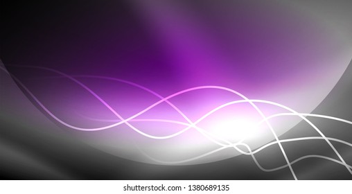 Neon lines shiny glowing background, vector futuristic techno template
