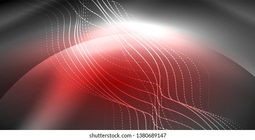 Neon lines shiny glowing background, vector futuristic techno template