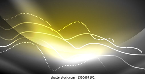 Líneas de neón fondo brillante, plantilla de tecnología vector futurista