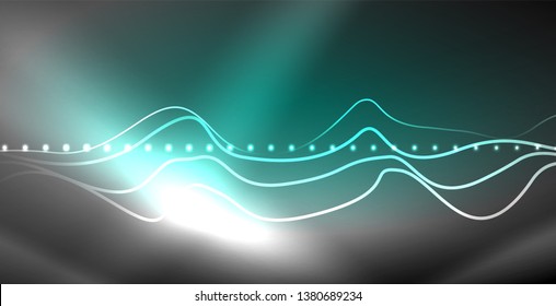Neon lines shiny glowing background, vector futuristic techno template