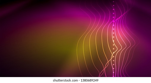 Neon lines shiny glowing background, vector futuristic techno template