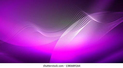 Líneas de neón fondo brillante, plantilla de tecnología vector futurista