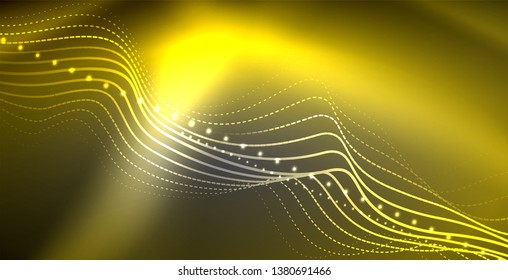 Neon lines shiny glowing background, vector futuristic techno template