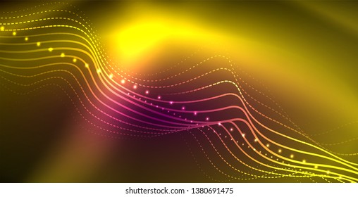 Neonlinien, glänzender Hintergrund, Vektorfuturistische Techno-Vorlage