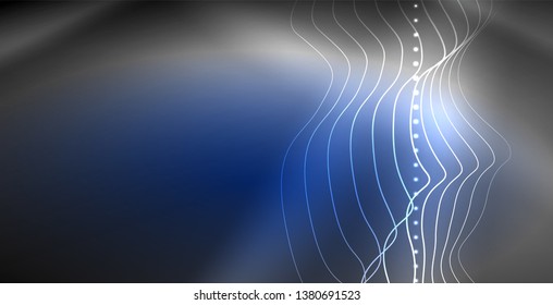 Neon lines shiny glowing background, vector futuristic techno template
