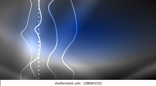 Neon lines shiny glowing background, vector futuristic techno template