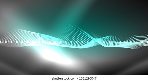Neon lines shiny glowing background, vector futuristic techno template
