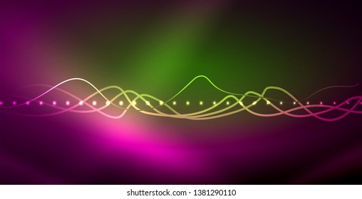 Neon lines shiny glowing background, vector futuristic techno template