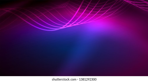 Neon lines shiny glowing background, vector futuristic techno template