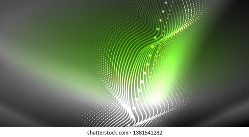 Neon lines shiny glowing background, vector futuristic techno template