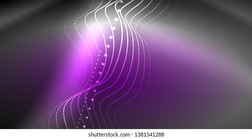 Neon lines shiny glowing background, vector futuristic techno template