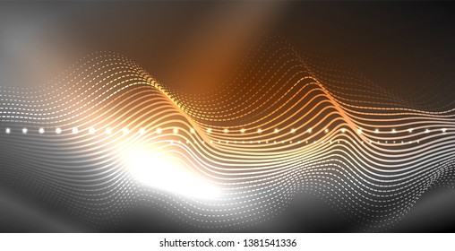 Neon lines shiny glowing background, vector futuristic techno template