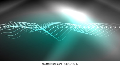Líneas de neón fondo brillante, plantilla de tecnología vector futurista