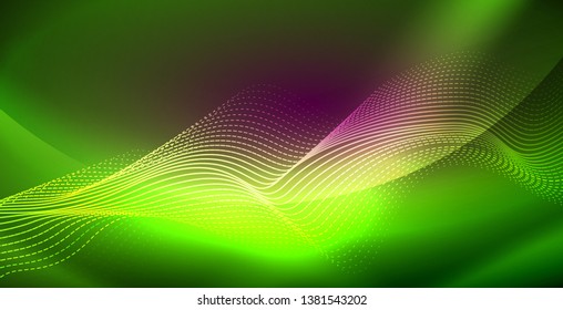 Neon lines shiny glowing background, vector futuristic techno template