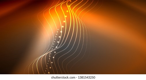 Neon lines shiny glowing background, vector futuristic techno template