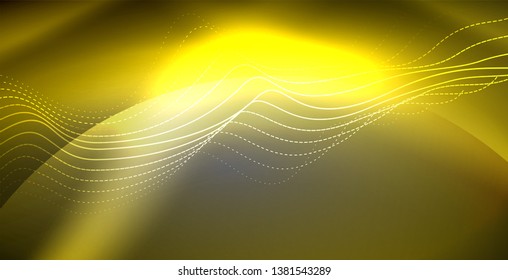 Neon lines shiny glowing background, vector futuristic techno template