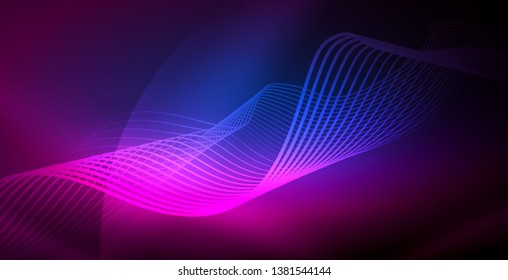 Líneas de neón fondo brillante, plantilla de tecnología vector futurista