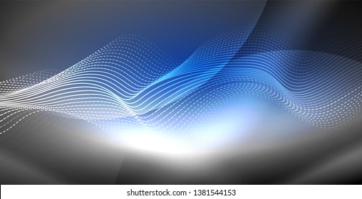 Líneas de neón fondo brillante, plantilla de tecnología vector futurista